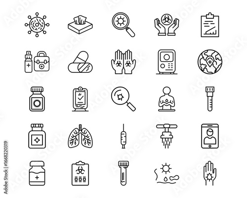 Infectious Diseases Line Vector Icons
