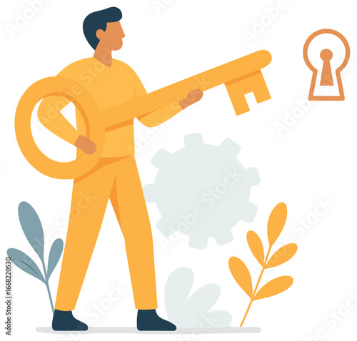 Key to opportunity: unlocking success and growth potential - business concept vector