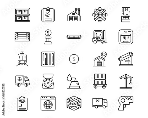 Warehouse Line Vector Icons
