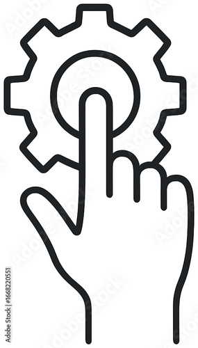 Hand interaction vector - gear mechanism, technology concept, automation design