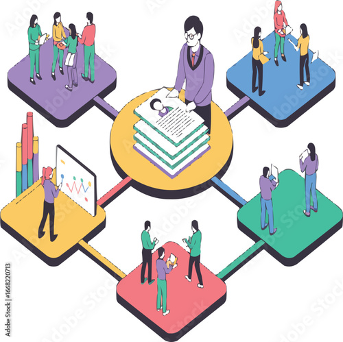 HR Process Isometric Illustration, Recruitment and Candidate Selection 3D Vector