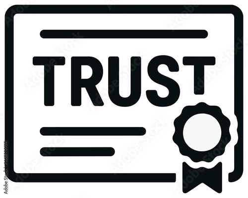 Trust certificate vector icon: simple emblem for guarantee, assurance, and reliability