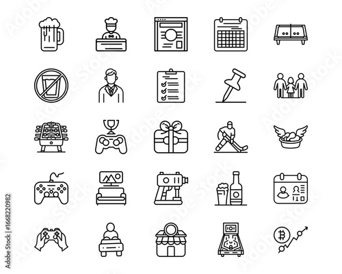 Bowling Line Vector Icons