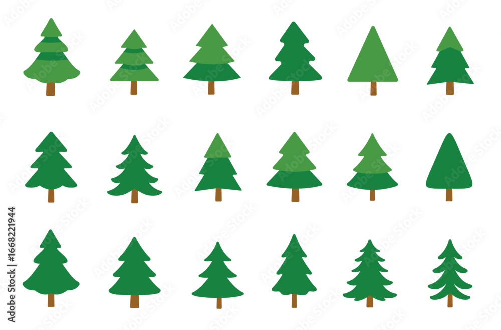 Obraz premium christmas trees set, set of christmas trees, trees pack,