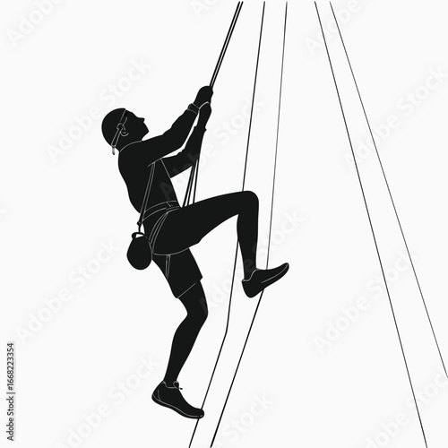 Person climbing ice wall silhouette