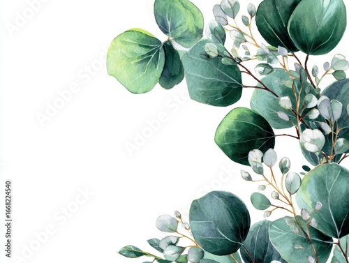 Whimsical Green Eucalyptus Leaves Invitation Banner