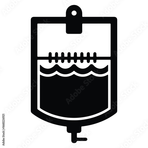Black and white intravenous drip vector illustration symbolizing healthcare treatment and medical intervention offering concepts related to patient care hospital equipment and therapy