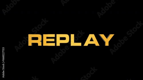 REPLAYの文字が手前から飛び込んでくる,CG,3D,金色,リプレイ,スポーツ,中継,生放送,アルファチャンネル,
REPLAY text flies in from the foreground, CG, 3D, gold, replay, sports, broadcast, live broadcast, alpha channel