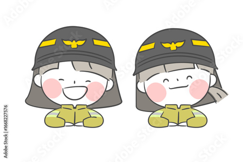 A drawing of firefighter children character