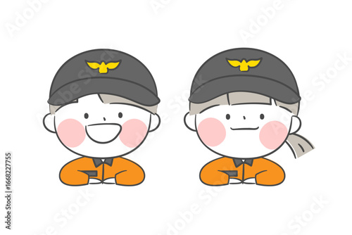 A drawing of firefighter children character