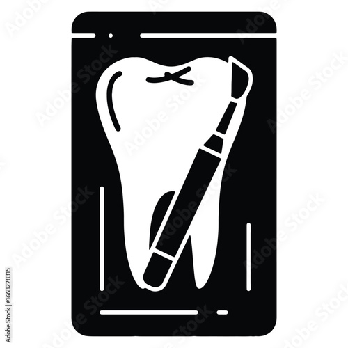 Dental X Ray with Tooth and Dental Instrument Graphic Illustration for Healthcare and Medical Concepts