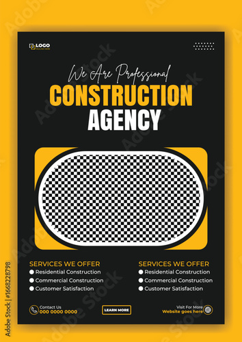 Professional Construction Agency Template with Placeholder for Image and Services Offered