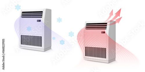 Dual Airflow Floor Conditioner with Hot and Cold Streams.