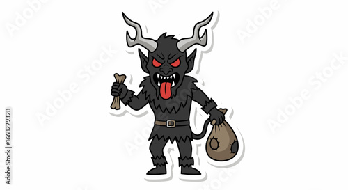 Krampus Cartoon Illustration Mischief and Holiday Legend