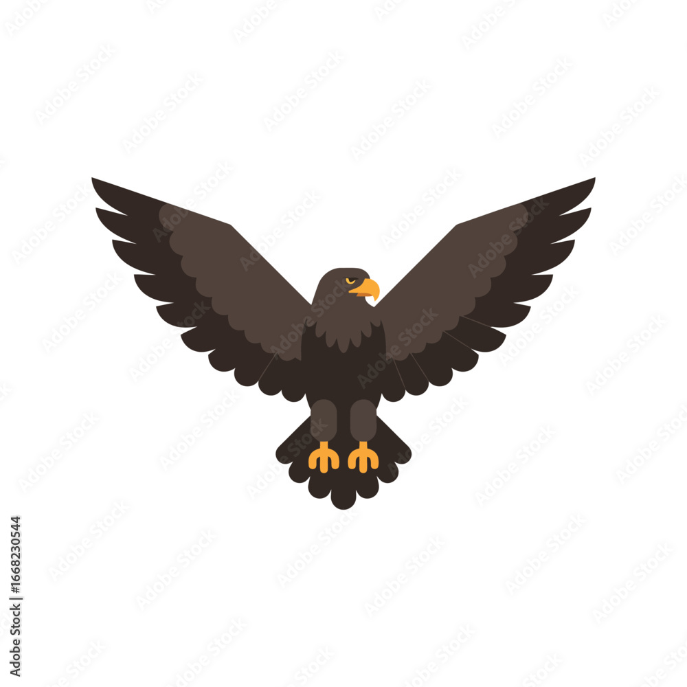 Fototapeta premium Majestic eagle soaring with wings spread wide powerful bird of prey freedom symbol isolated vector illustration