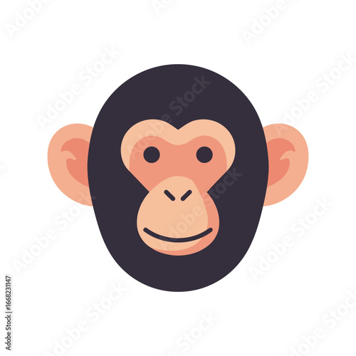 Chimpanzee face vector illustration ape head primate jungle animal wildlife isolated graphic