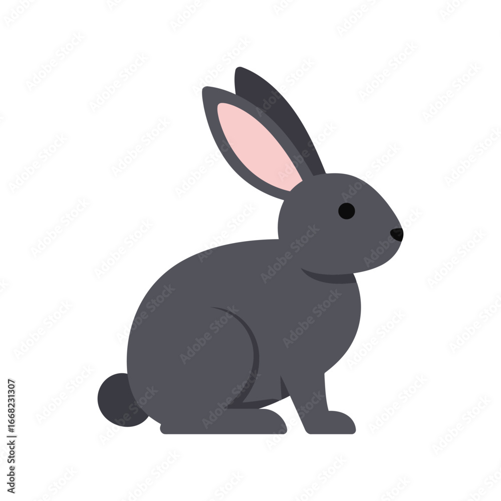 Obraz premium Cute grey rabbit illustration adorable bunny farm animal pet easter icon isolated vector graphic