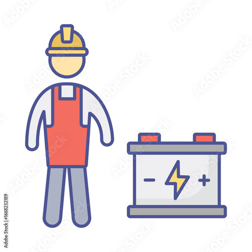 Electrical worker Vector Icon which can easily modify or edit