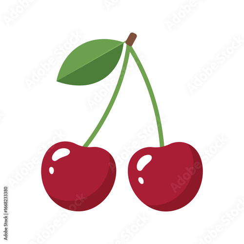 Red cherry pair vector illustration fresh fruit healthy food sweet berry isolated graphic