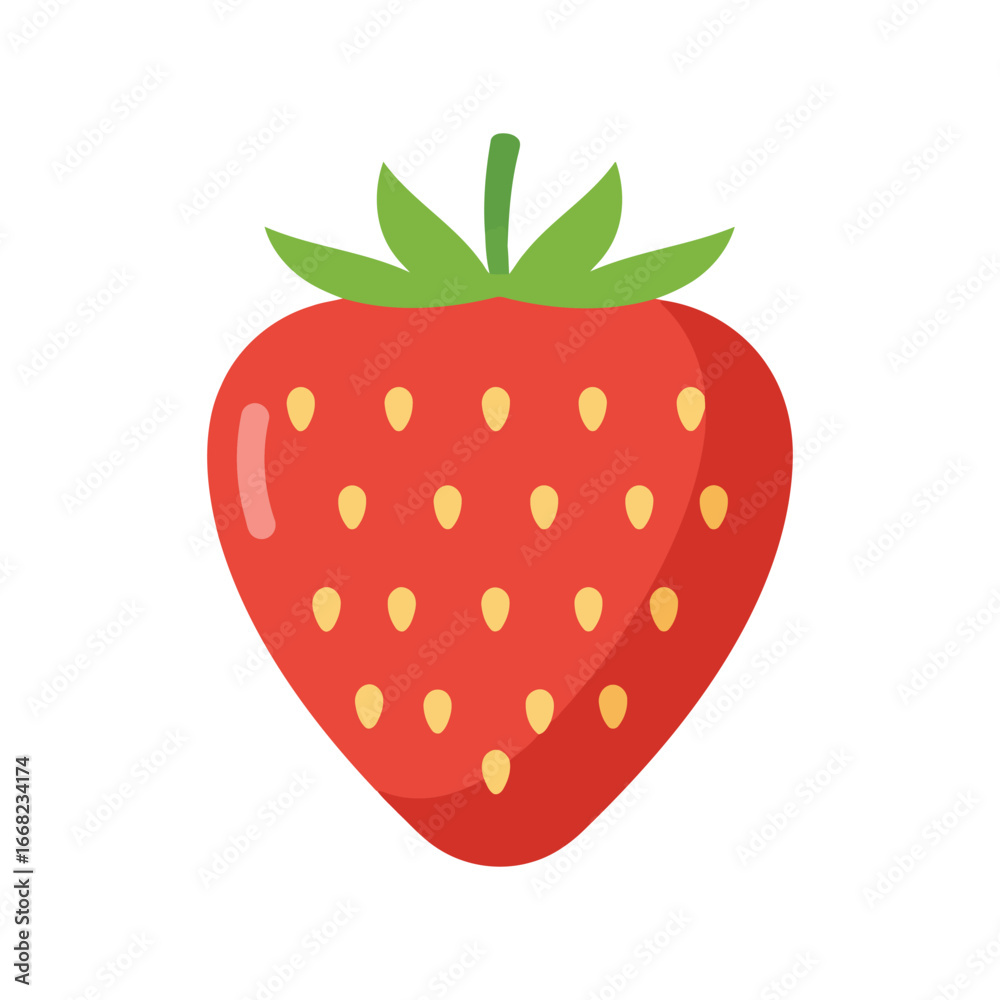 Obraz premium Red ripe strawberry vector illustration fresh fruit healthy food summer berry sweet dessert isolated eps graphic