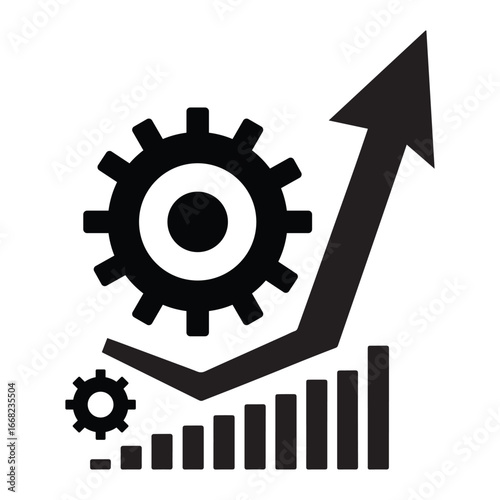 Gear with Arrow Business Growth Icon