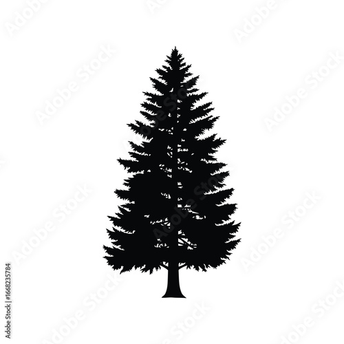 Black silhouette of a pine tree evergreen conifer forest element isolated vector graphic