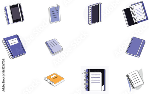 Bundle Notebook Silhouette Icon On White Background Eps 21