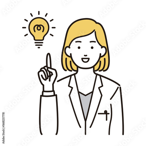 ひらめきの女性医師イラスト