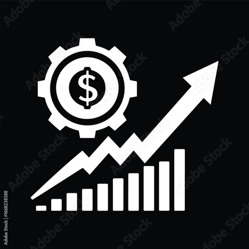 Gear with Arrow Business Growth Icon