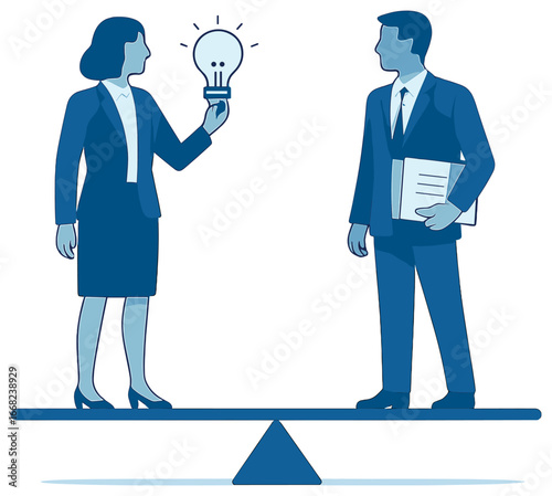Balanced negotiation dynamics: business communication, partnership, collaboration, deal making vector