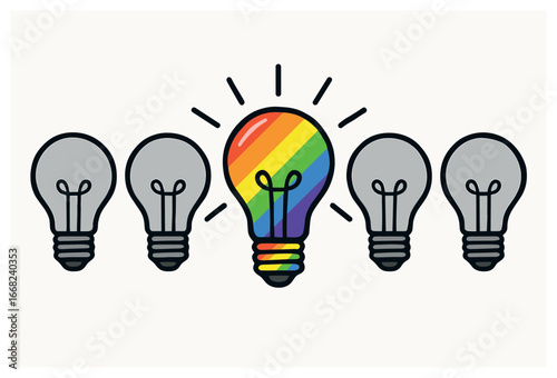 Creative light bulb vector | rainbow-inspired concept for innovative ideas and inspiration