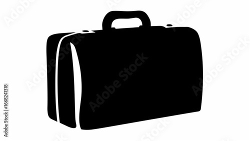 Illustration of a black briefcase with a handle and two clasps on a white background in vector format