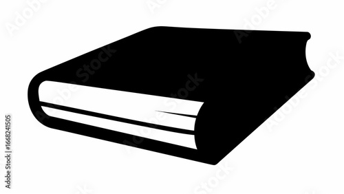 Illustration of a closed book with a dark cover and white pages stacked on top of each other neatly shown