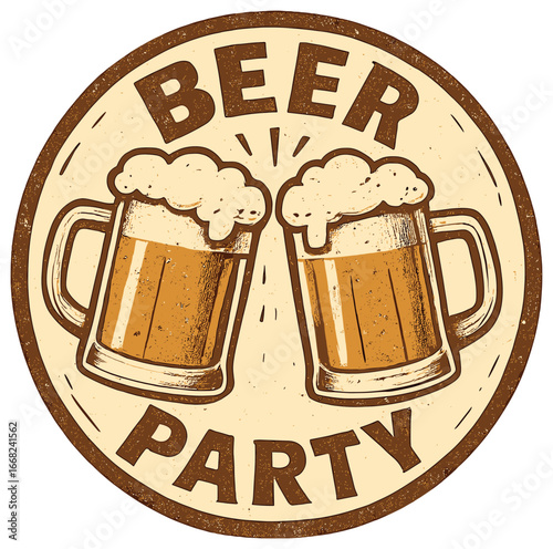 Beer party celebration vector: cheers with beer mugs, oktoberfest, festive drink design