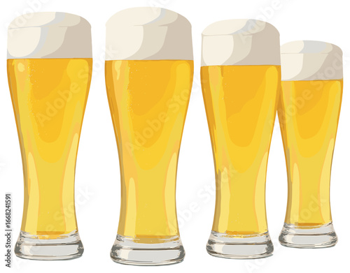 Refreshing pilsner vector: vibrant, golden beer with frothy head for oktoberfest celebrations