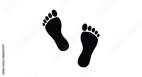 A pair of black footprints on a white background walking forward together
