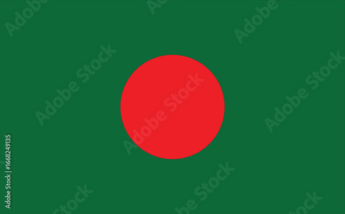 Vector art of the Bangladesh flag featuring a solid green field with a bold red circle in the center. Symbolizing prosperity and sacrifice, it’s perfect for cultural, educational, and national project