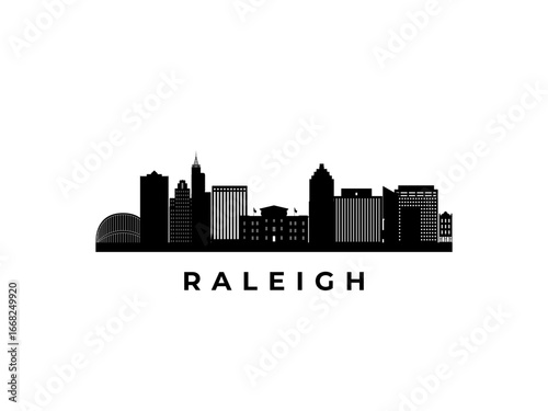 Vector Raleigh skyline. Travel Raleigh famous landmarks. Business and tourism concept for presentation, banner, web site.