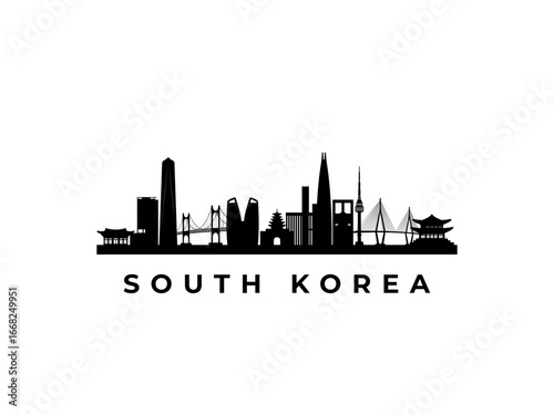 Vector South Korea skyline. Travel South Korea famous landmarks. Business and tourism concept for presentation, banner, web site.