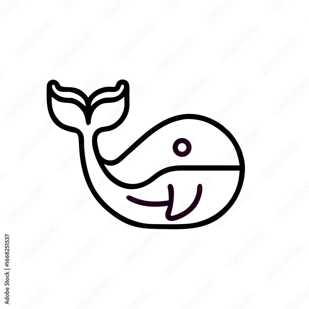 Obraz premium Outline of a whale icon in simple design with minimal features 