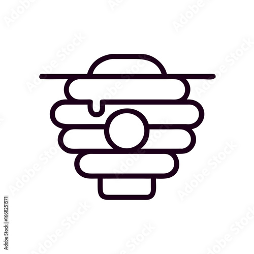 Beehive icon design with simple lines and circular shape  