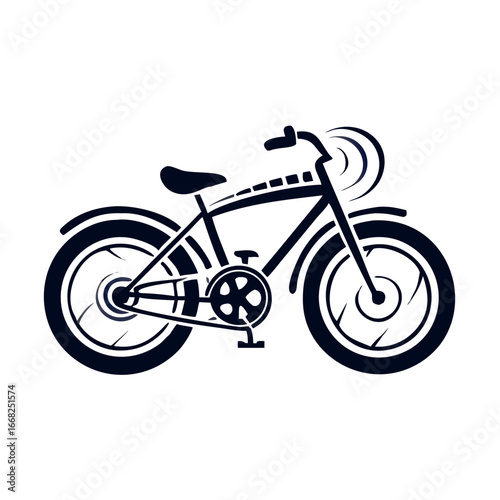 Bicycle icon in minimalist style with black outline and wheels  