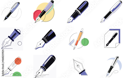 Bundle Pen Silhouette Icon On White Background Eps 29