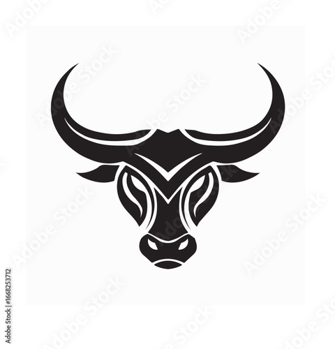Simple bull logo black and white vector illustration on white background