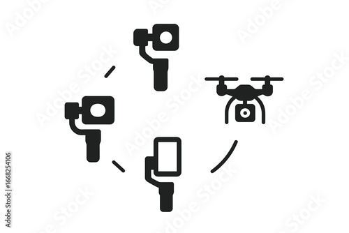Camera stabilizers and drones for professional filming and aerial photography