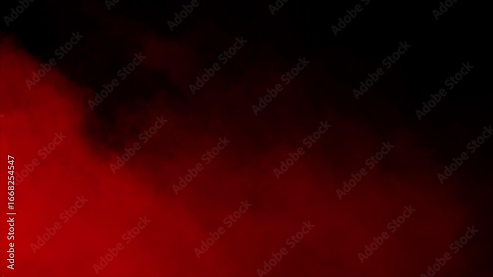 Red mist and blood swirls and flows slowly on a black background. Ideal overlay for bloody horror films, dramatic intros, atmosphere of danger or passion