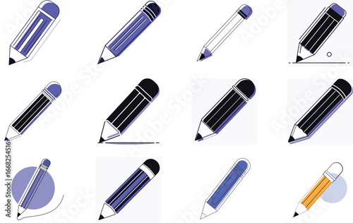 Bundle Pencil Silhouette Icon On White Background Eps 33