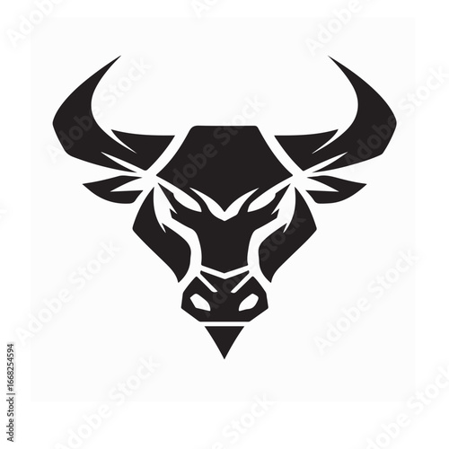 Simple bull logo black and white vector illustration on white background