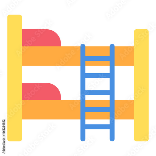 Flat bunk bed icon for kids' room themes; suitable for UI, apps, websites, and marketing visuals.