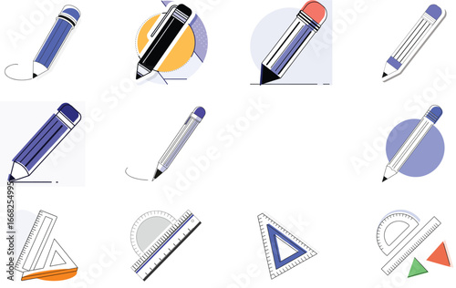 Bundle Pencil Silhouette Icon On White Background Eps 34
